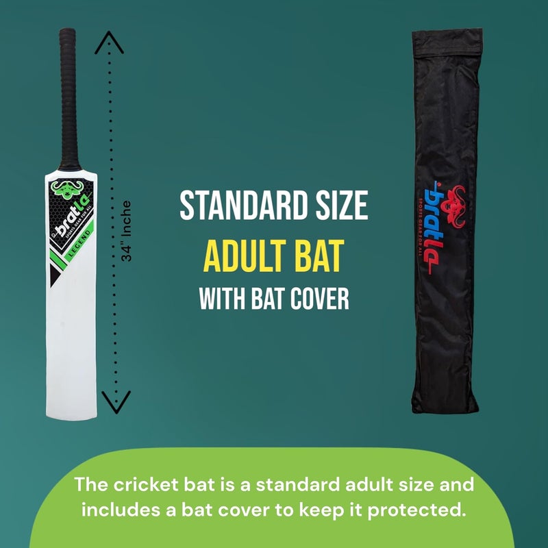 Bratla Legend Cricket Bat for Tape Ball Cricket, Ideal Cricket Bat for Tapped Tennis Ball & Softball Cricket - Full Size Men's Bat - Image 5